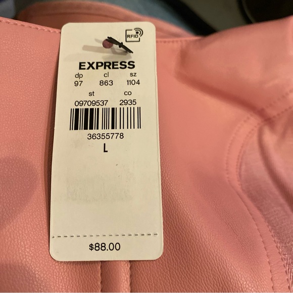 Express Ladies Pink Faux Leather Linen-Blend Square Neck Corset Tank NWT Size L - Picture 2 of 6